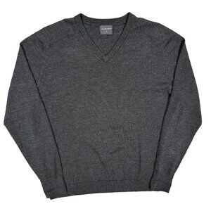 Galvin Green 100% Merino Wool V-Neck Knit Sweater Grey Pullover XXL